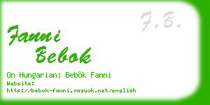 fanni bebok business card