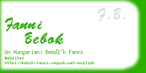 fanni bebok business card